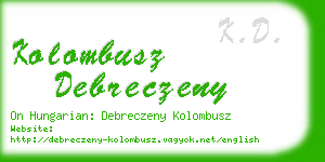 kolombusz debreczeny business card